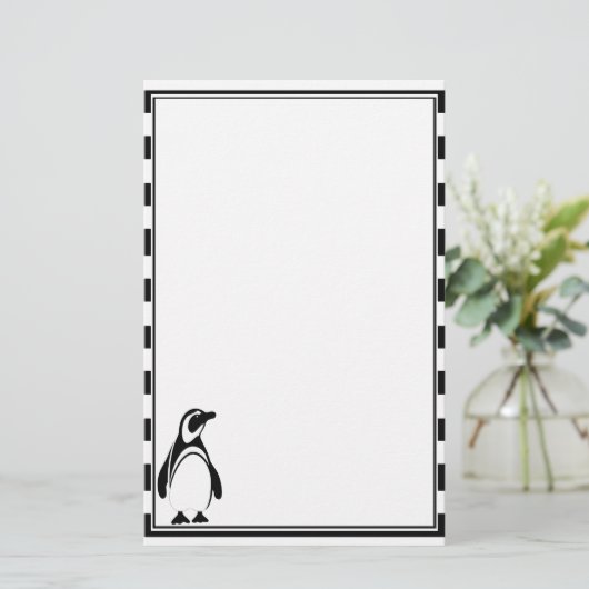 Penguin en Stripes Briefpapier (Staand voorkant)