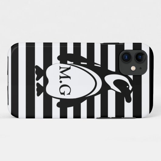 Penguin en Stripes Case-Mate iPhone Case (Achterkant (horizontaal))