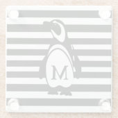Penguin en Stripes Glazen Onderzetter (Achterkant)