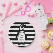 Penguin en Stripes Papieren Bordje (Feest)