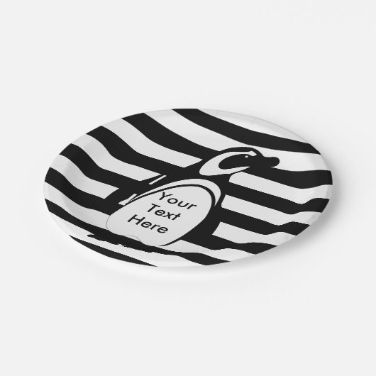 Penguin en Stripes Papieren Bordje (Gekanteld)