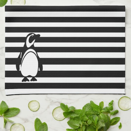 Penguin en Stripes Theedoek (Gevouwen)