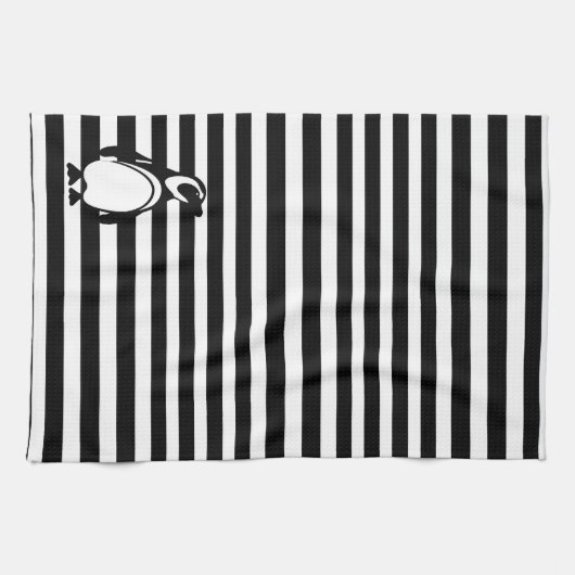 Penguin en Stripes Theedoek (Horizontaal)