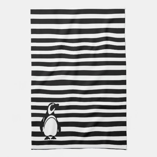 Penguin en Stripes Theedoek (Verticaal)