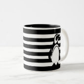 Penguin en Stripes Tweekleurige Koffiemok (Voorkant rechts)