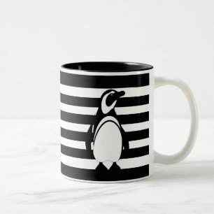 Penguin en Stripes Tweekleurige Koffiemok