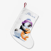 Penguin en Teddy Bear Persoonlijke stopzetting Kleine Kerstsok (Voorkant (Hangend))