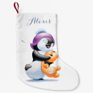 Penguin en Teddy Bear Persoonlijke stopzetting Kleine Kerstsok
