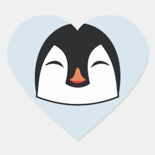 Penguin Face Hart Sticker