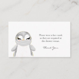 Penguin Face Mask Request Baby shower Informatiekaartje