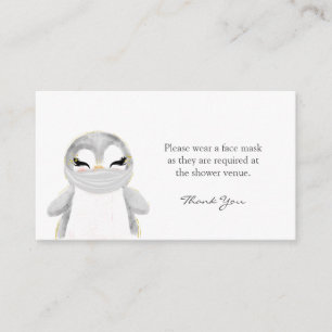 Penguin Face Mask Request Baby shower Informatiekaartje