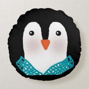 Penguin Face Pillow personaliseren op achterzijde Rond Kussen