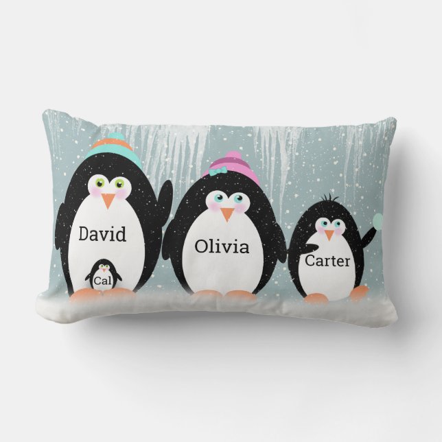 Penguin Familie Kussensloop Kussen (Voorkant)