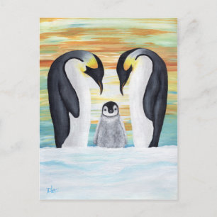 Penguin Familie met Baby Penguin Briefkaart