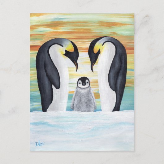 Penguin Familie met Baby Penguin Briefkaart (Voorkant)