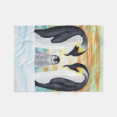 Penguin Familie met Baby Penguin Fleece Deken (Voorkant (Horizontaal))