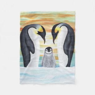 Penguin Familie met Baby Penguin Fleece Deken