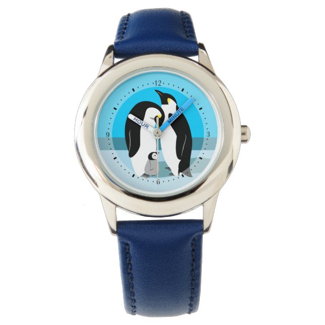 Penguin Familie met Baby Penguin Horloge (Voorkant)