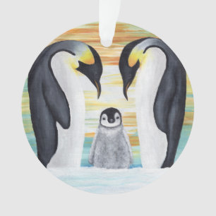Penguin Familie met Baby Penguin Ornament
