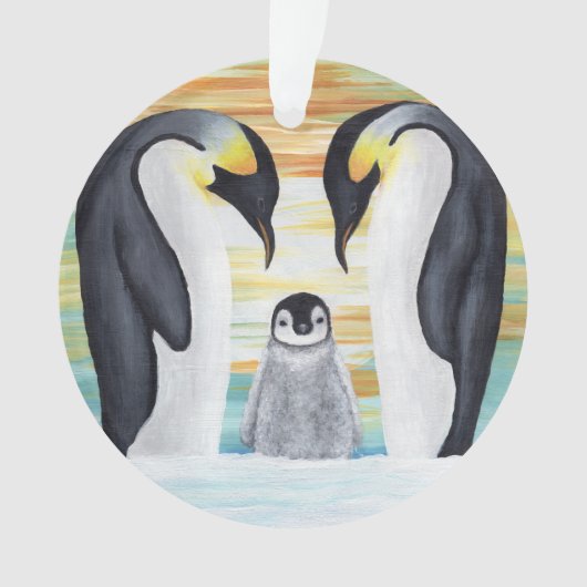 Penguin Familie met Baby Penguin Ornament (voorkant)