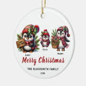 Penguin familie van drie keramische Ornamenten (Links)