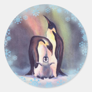 PENGUIN FAMILIE VAN SHARON SHARPE RONDE STICKER