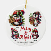 Penguin familie van vier keramische Ornamenten (Voorkant)