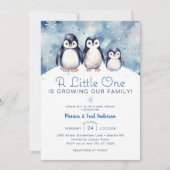 Penguin Familie Winter Baby shower Uitnodigen Kaart (Voorkant)