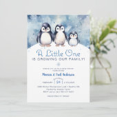 Penguin Familie Winter Baby shower Uitnodigen Kaart (Staand voorkant)