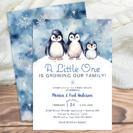 Penguin Familie Winter Baby shower Uitnodigen Kaart