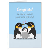 Penguin Family and Chick Newborn Congrats Greeting (Voorkant)