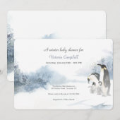 Penguin Family Baby shower Kaart (Voorkant / Achterkant)