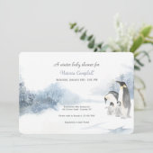 Penguin Family Baby shower Kaart (Staand voorkant)