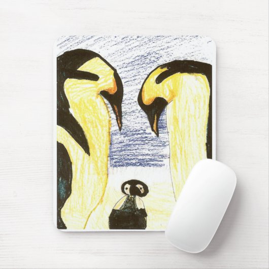 Penguin Family Drawing Mousepad Muismat (Met muis)