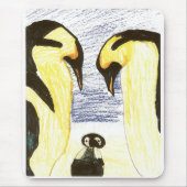 Penguin Family Drawing Mousepad Muismat (Voorkant)