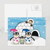 Penguin Family & Eskimo Briefkaart (Voorkant / Achterkant)
