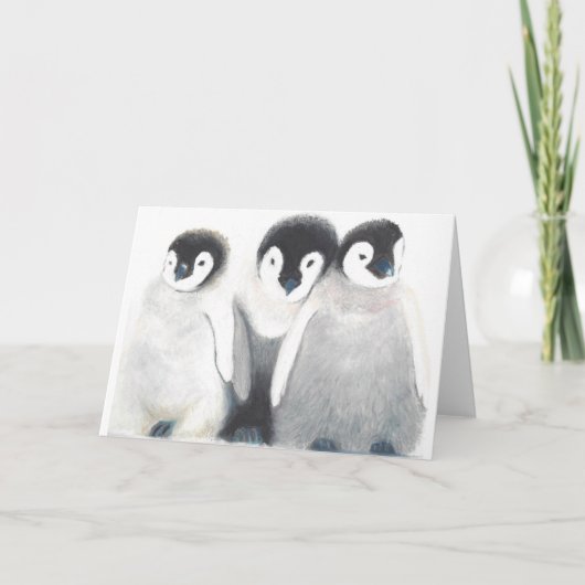Penguin Family Note Kaart<Blank Inside> Aankondiging (Voorkant)
