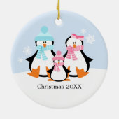 Penguin Family Ornaments Keramisch Ornament (Achterkant)