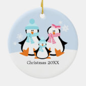 Penguin Family Ornaments Keramisch Ornament (Achterkant)