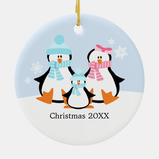 Penguin Family Ornaments Keramisch Ornament (Achterkant)
