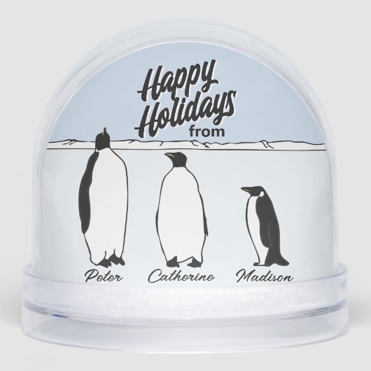 Penguin Family Personalized Christmas Snow Globe Sneeuwbol (Voorkant)