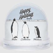 Penguin Family Personalized Christmas Snow Globe Sneeuwbol (Achterkant)