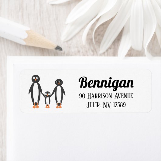 Penguin Family Return-adreslabels Etiket (Insitu)