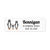 Penguin Family Return-adreslabels Etiket (Voorkant)