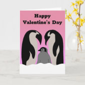 Penguin Family Schattigee Valentijnsdag voor famil Kaart (Gele Bloem)