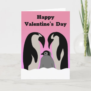 Penguin Family Schattigee Valentijnsdag voor famil Kaart