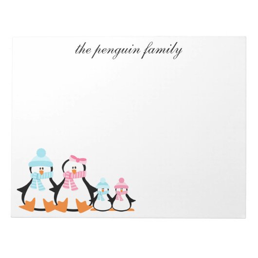 Penguin Family Winter Custom Notitieblok (Voorkant)