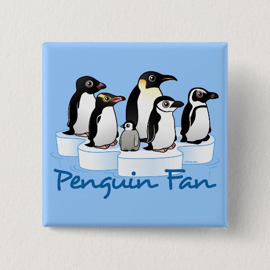Penguin Fan Vierkante Button 5,1 Cm (Voorkant)