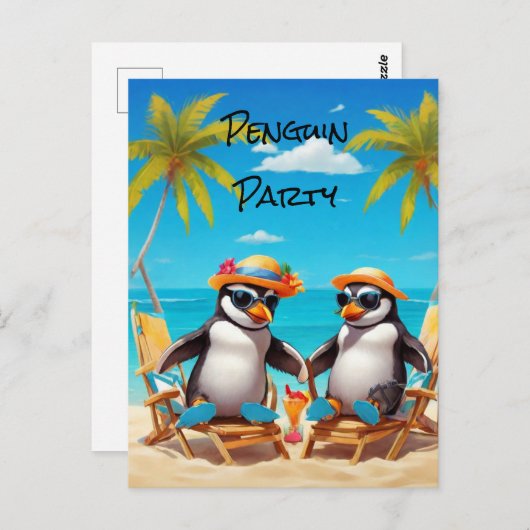 Penguin Feest Briefkaart (Voorkant / Achterkant)