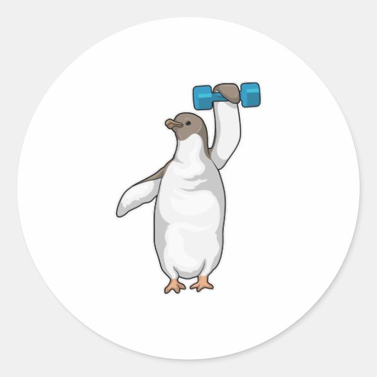 Penguin Fitness Dumbbell Ronde Sticker (Voorkant)